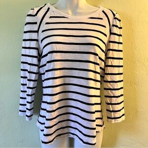 White House Black Market Black & White Striped Long Sleeve Top Nautical Boating